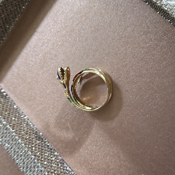 Vintage 14k Gold Enamel Serpent Wrap Coil Ring - Picture 11 of 15